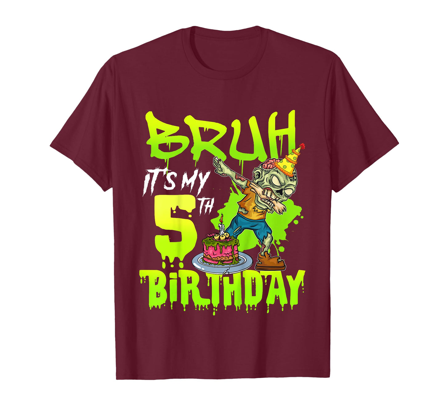 Bruh It's My 5th Birthday Zombie Lover 5 Years Old Boys T-Shirt