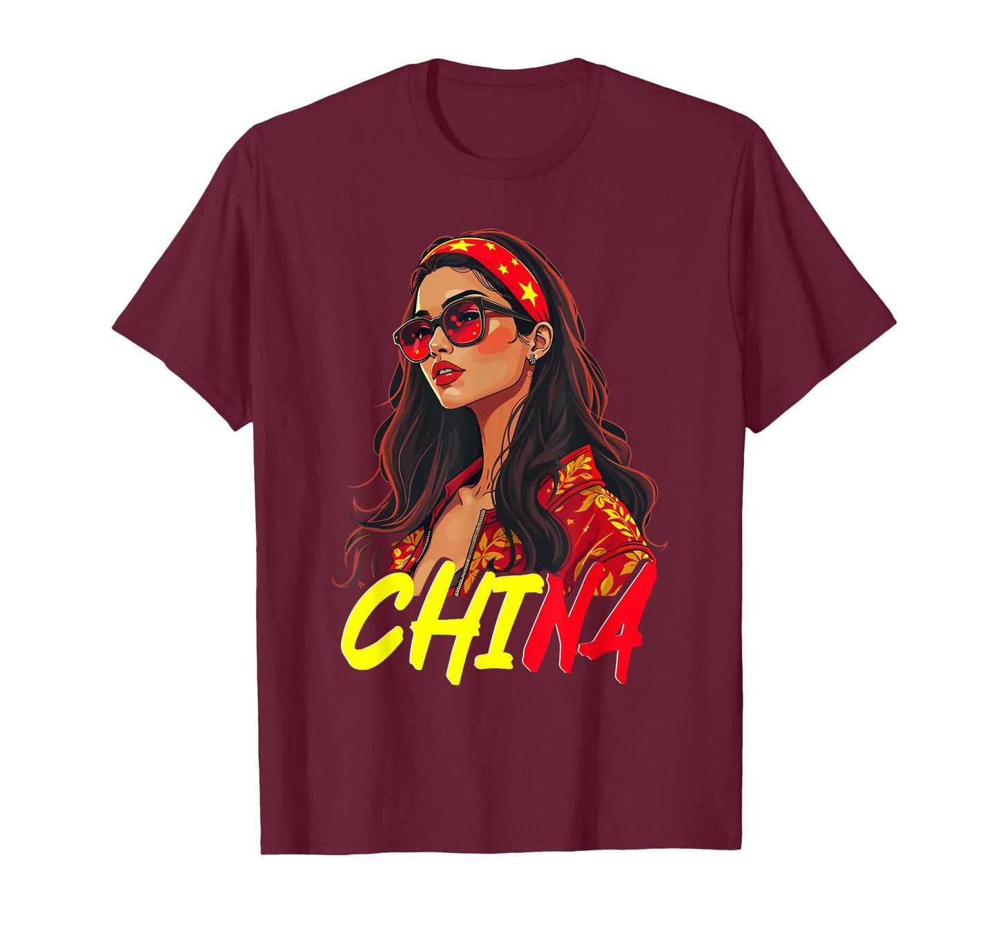 China Flag Woman Sunglasses Girl China T-Shirt