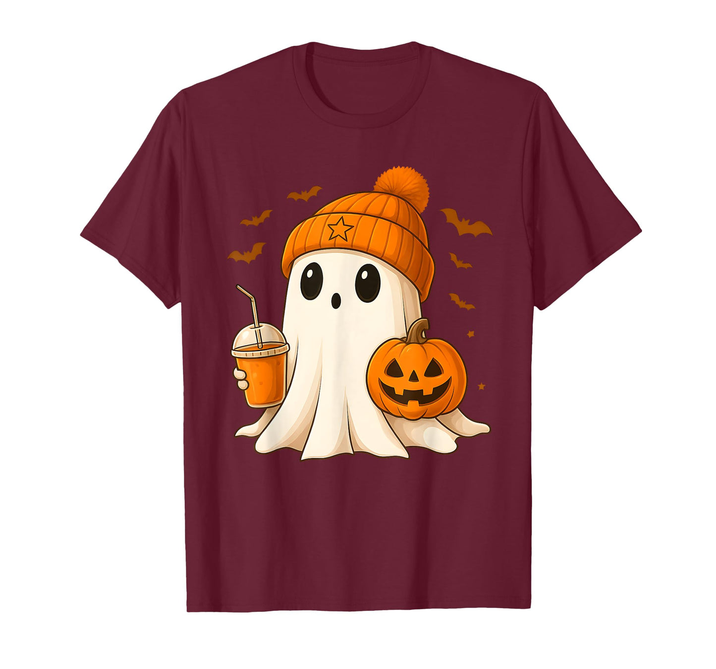 Halloween Cute Ghost Drink Pumpkin Men Women Halloween Ghost T-Shirt