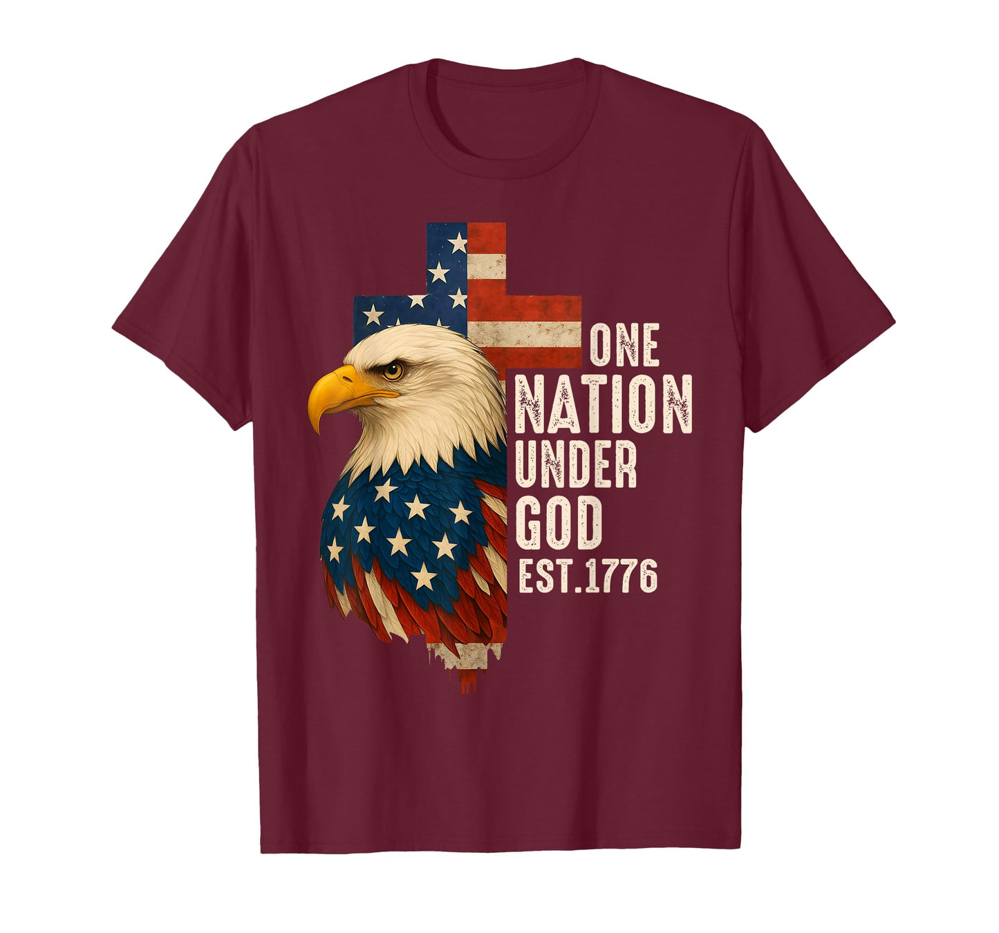 One Nation Under God Flag 4th Of July Patriotic Christian T-Shirt