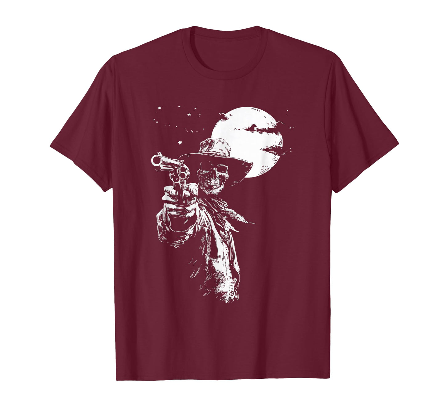 Skeleton Cowboy Gunslinger Moon Goth Outlaw Western Gothic T-Shirt