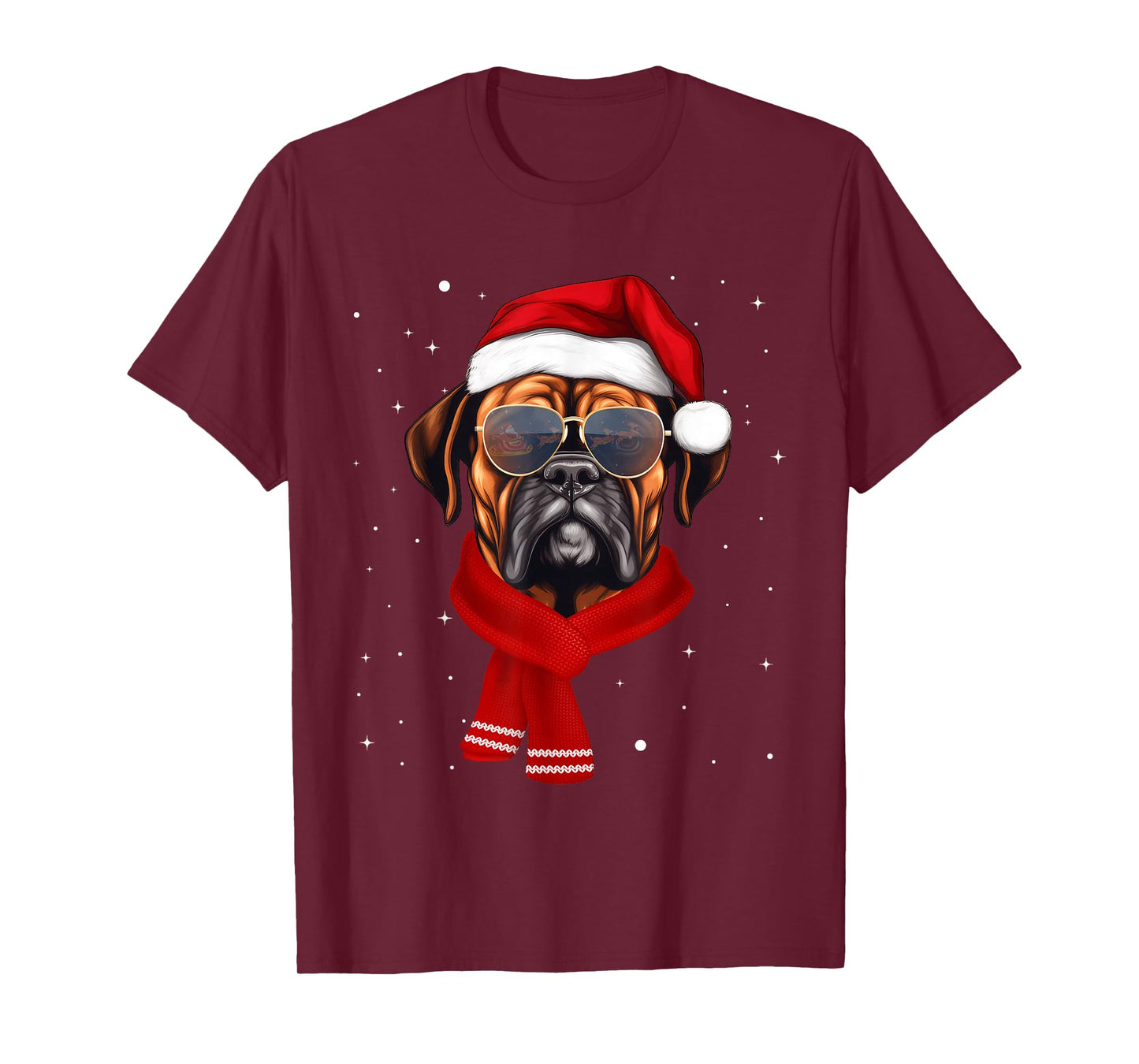 Funny Boxer Dog Christmas Lights Xmas Outfit Pajama Matching T-Shirt
