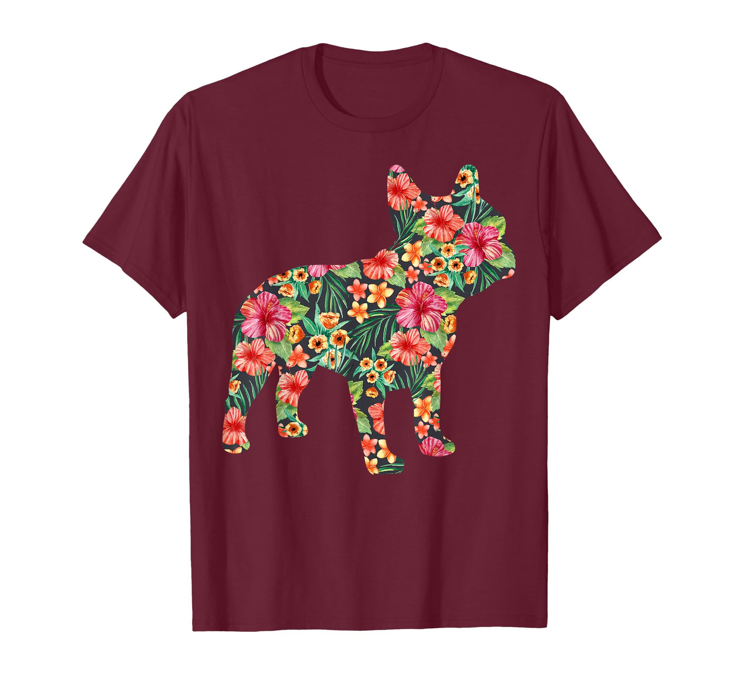 French Bulldog Flower Floral Frenchie Dog Silhouette Dog Pet T-Shirt