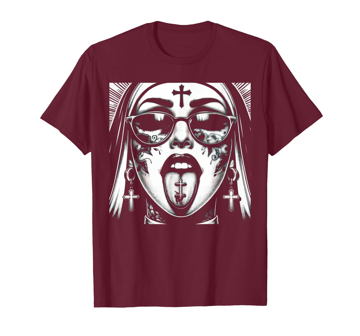 Unholy Nun Funny Horror Choked up Unholy Nun Satan Baphomet T-Shirt