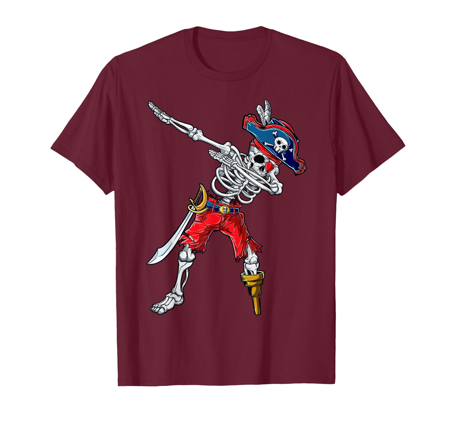 Dabbing Skeleton Pirate T Shirt Halloween Kids Boys Men Gift T-Shirt