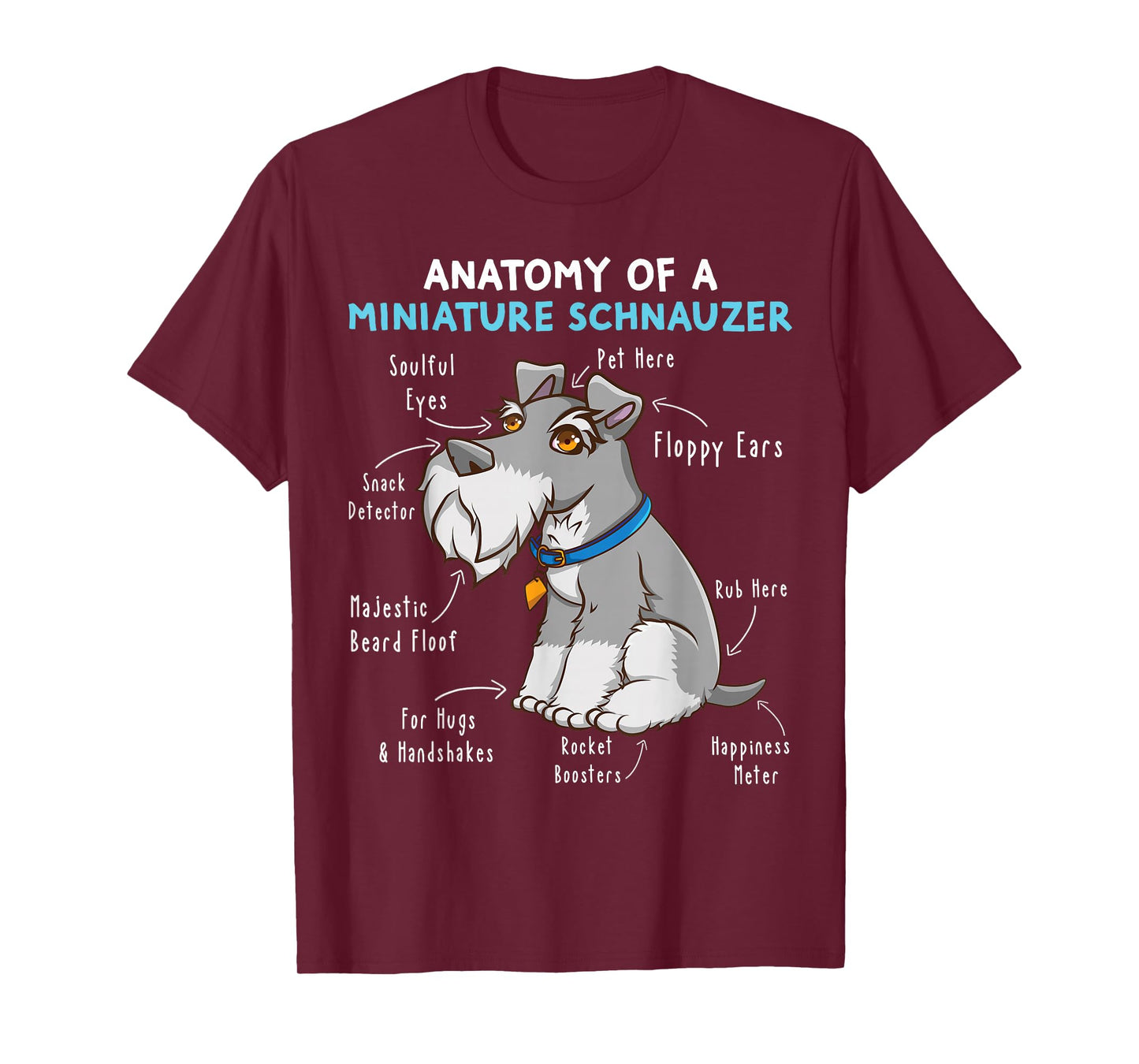 Anatomy Of A Miniature Schnauzer Cute Miniature Schnauzer T-Shirt