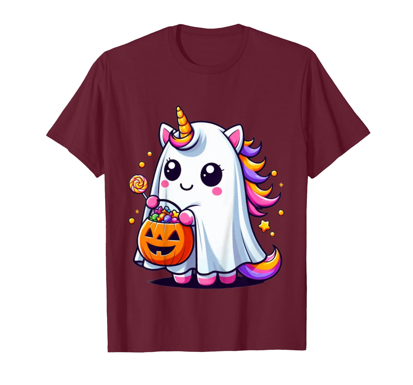 Cute Unicorn Ghost Costume Halloween Candy T-Shirt