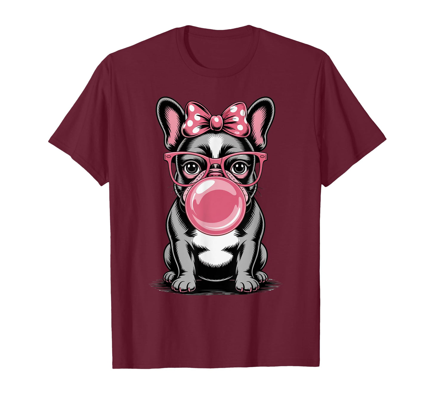 Cute French Bulldog Bubble Gum For Women Vintage Frenchie T-Shirt