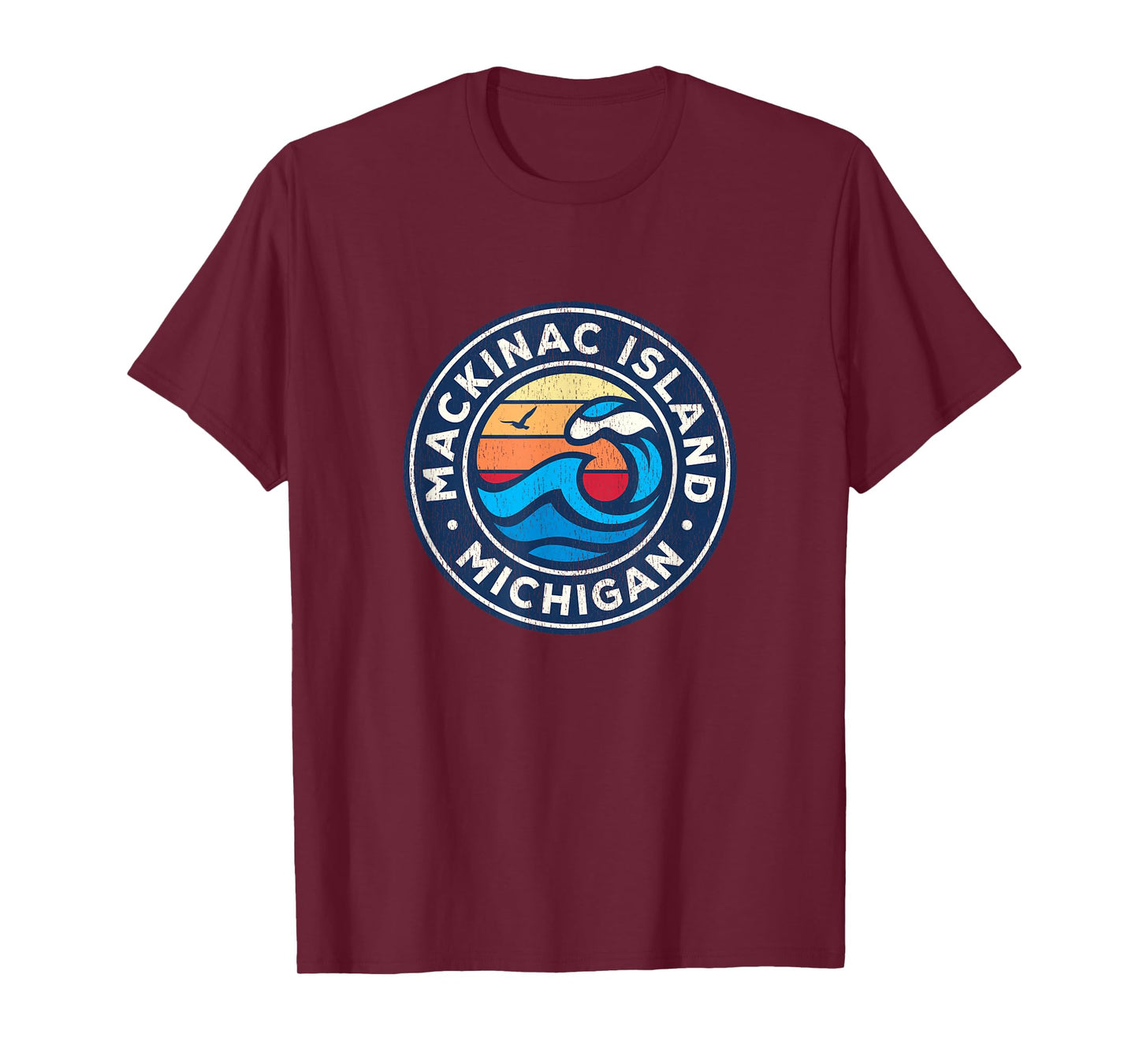 Mackinac Island Michigan MI Vintage Nautical Waves Design T-Shirt