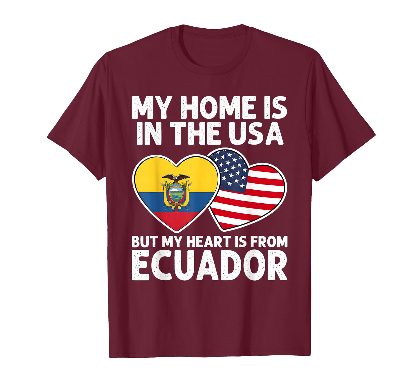 My Home USA My Heart Ecuador Ecuadorian American Pride Flag T-Shirt