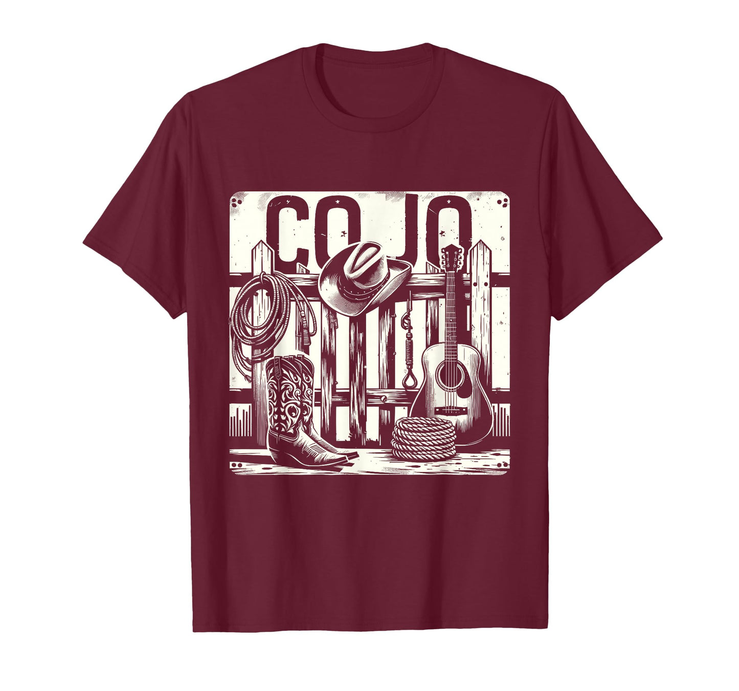 Retro Cojo Pride Vintage Apparel Distressed Cojo Name & Guitar Country Music Retro Outlaw T-Shirt