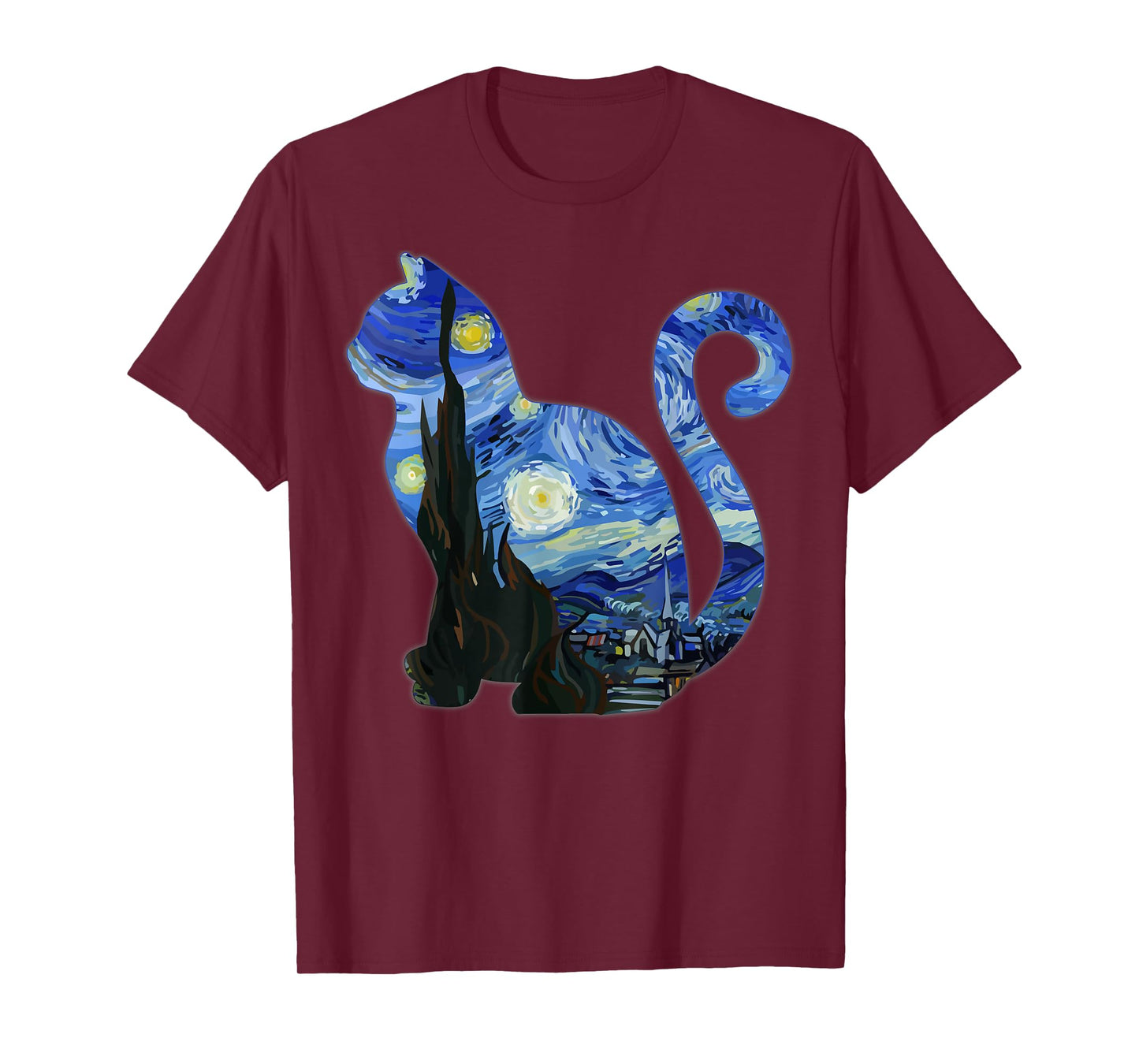 Cat Starry Night Van Gogh Cat for Funny Cat Mom Cat Lover T-Shirt