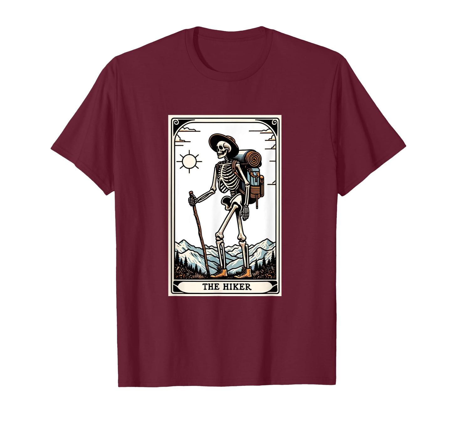 The Hiker Skeleton Tarot Card T-Shirt