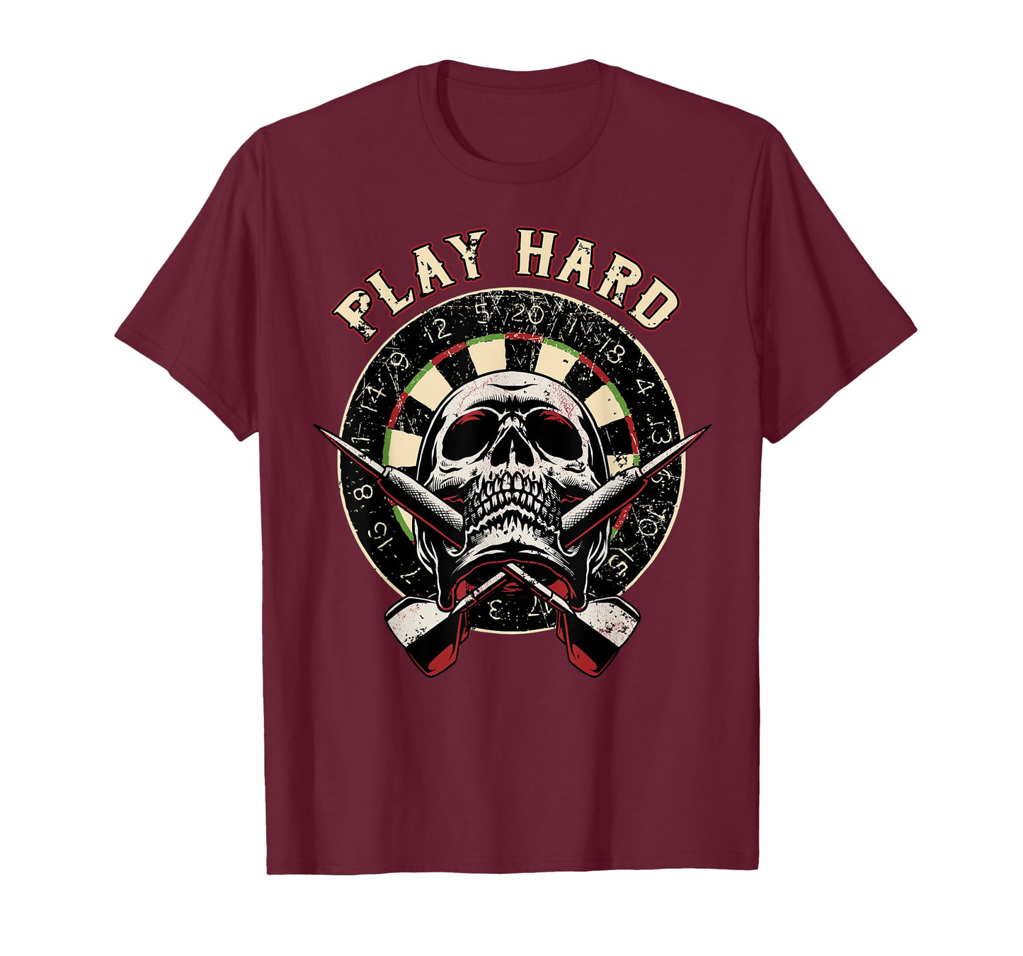 Play Hard Skull Arrow dartboard bullseye Team - Darts T-Shirt