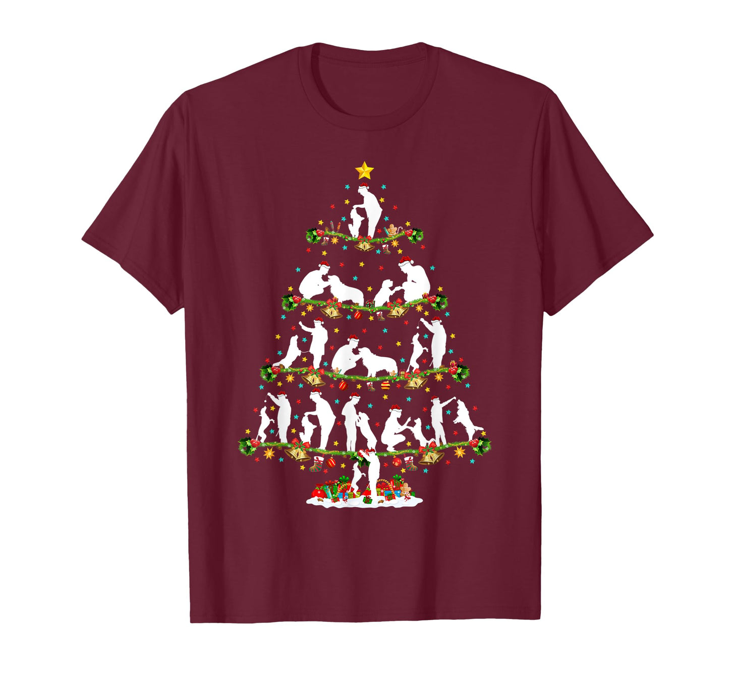 Dog Training Xmas Lighting Santa Dog Training Christmas Tree T-Shirt