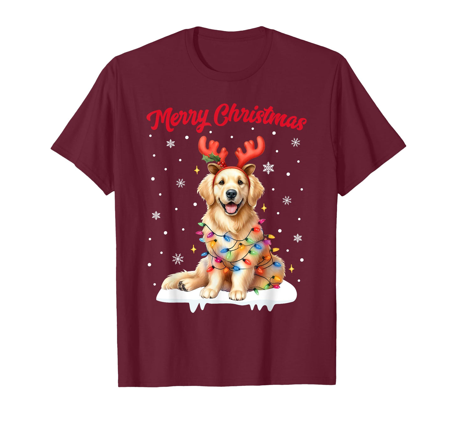 Christmas Pajamas Men Women Kids Golden Retriever Dog T-Shirt