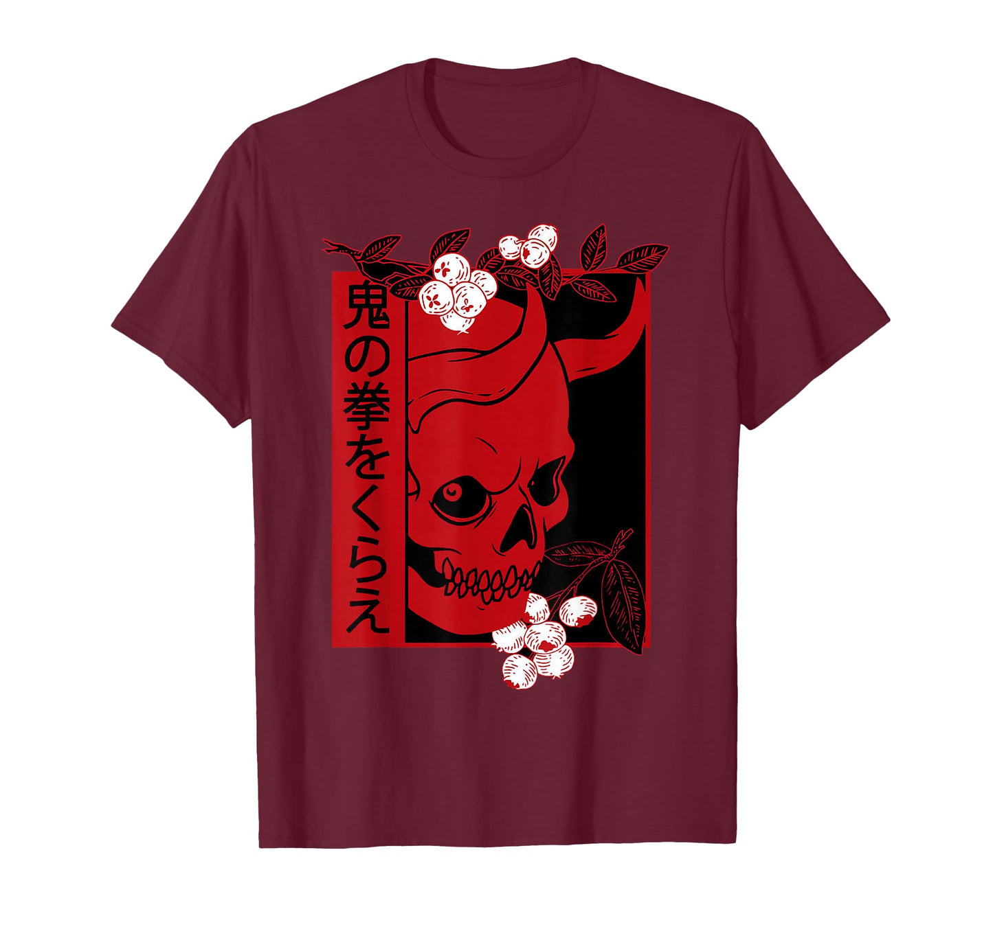 Japanese demon art face Skull devil oni harajuku aesthetic T-Shirt