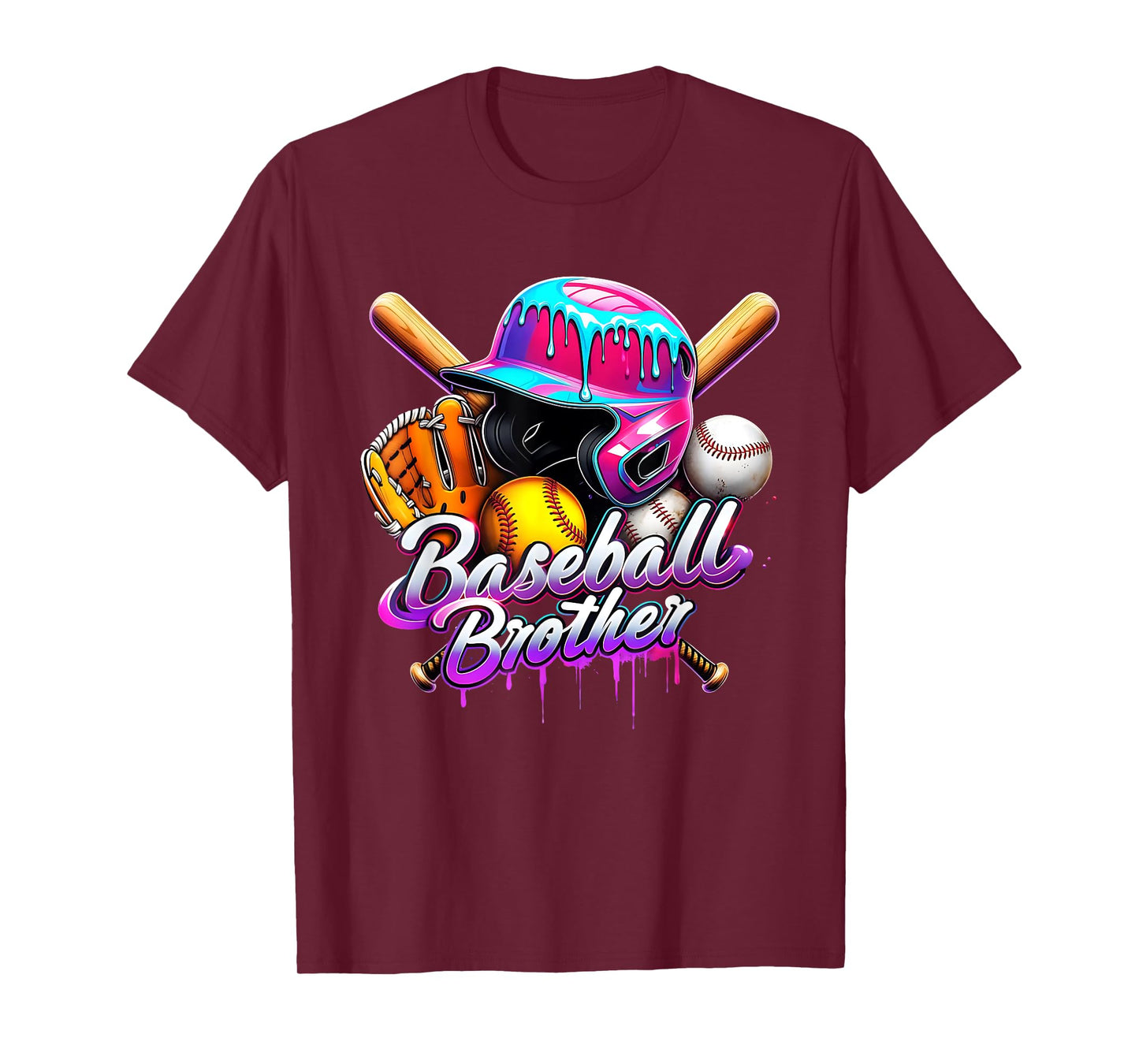 Baseball Brother Sports Fan Drip Youth Boys Baseball T-Shirt