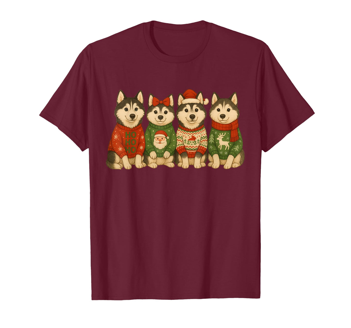 Christmas Husky Matching Family Xmas Pajama Men Women Kids T-Shirt