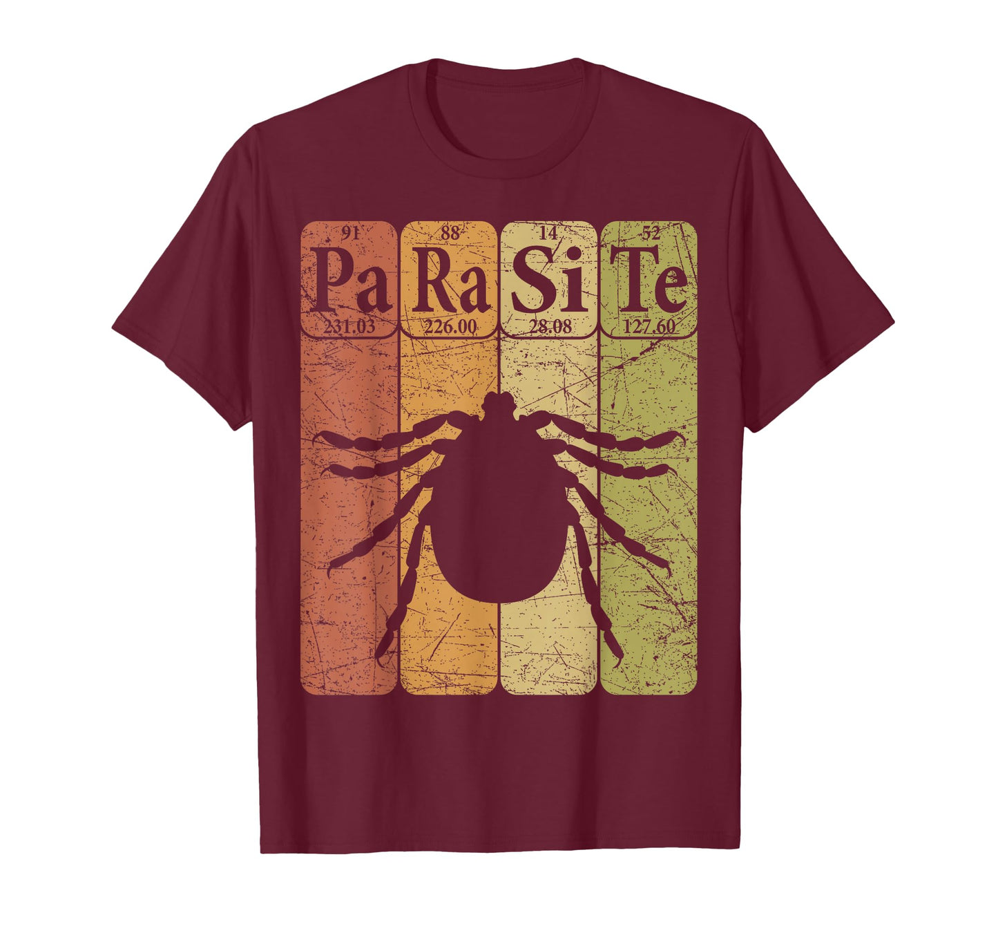 Tick Parasite Periodic Table Elements Arachnid Tick Retro T-Shirt