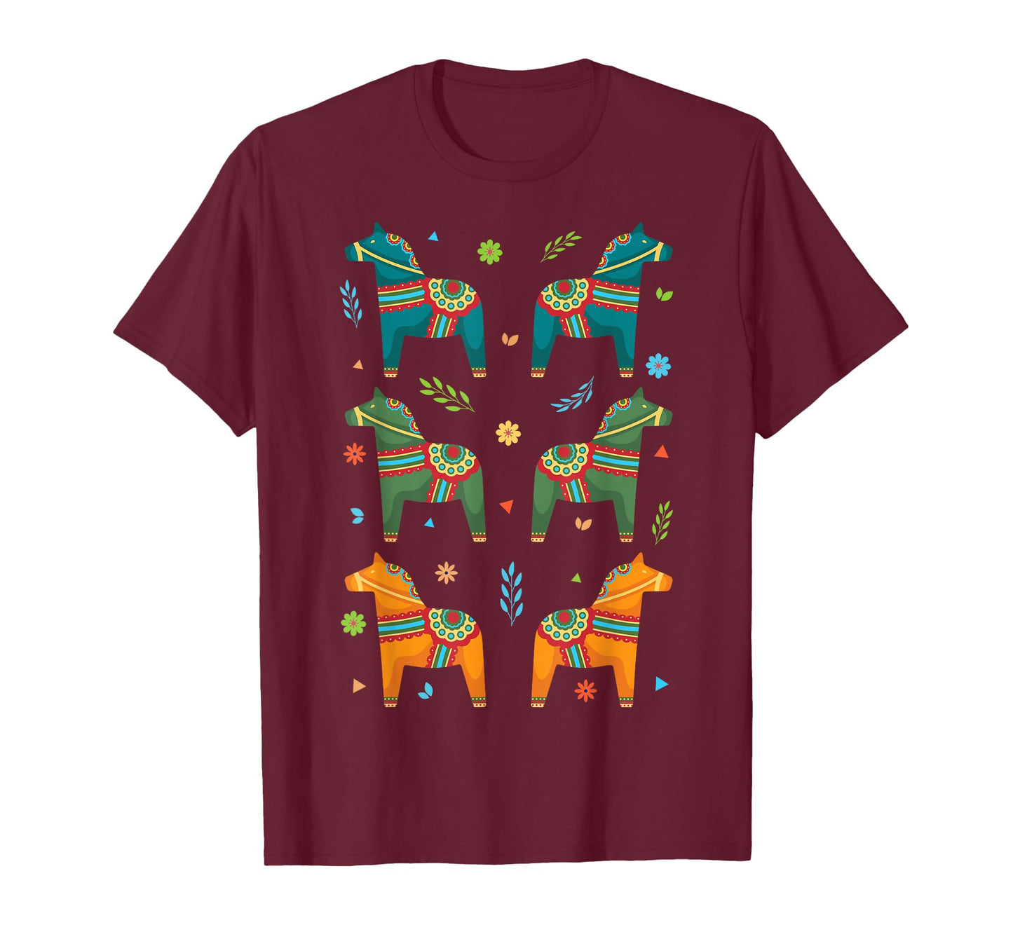 Dala Horse Sweden Swedish Dalecarlian Horses Scandinavian T-Shirt