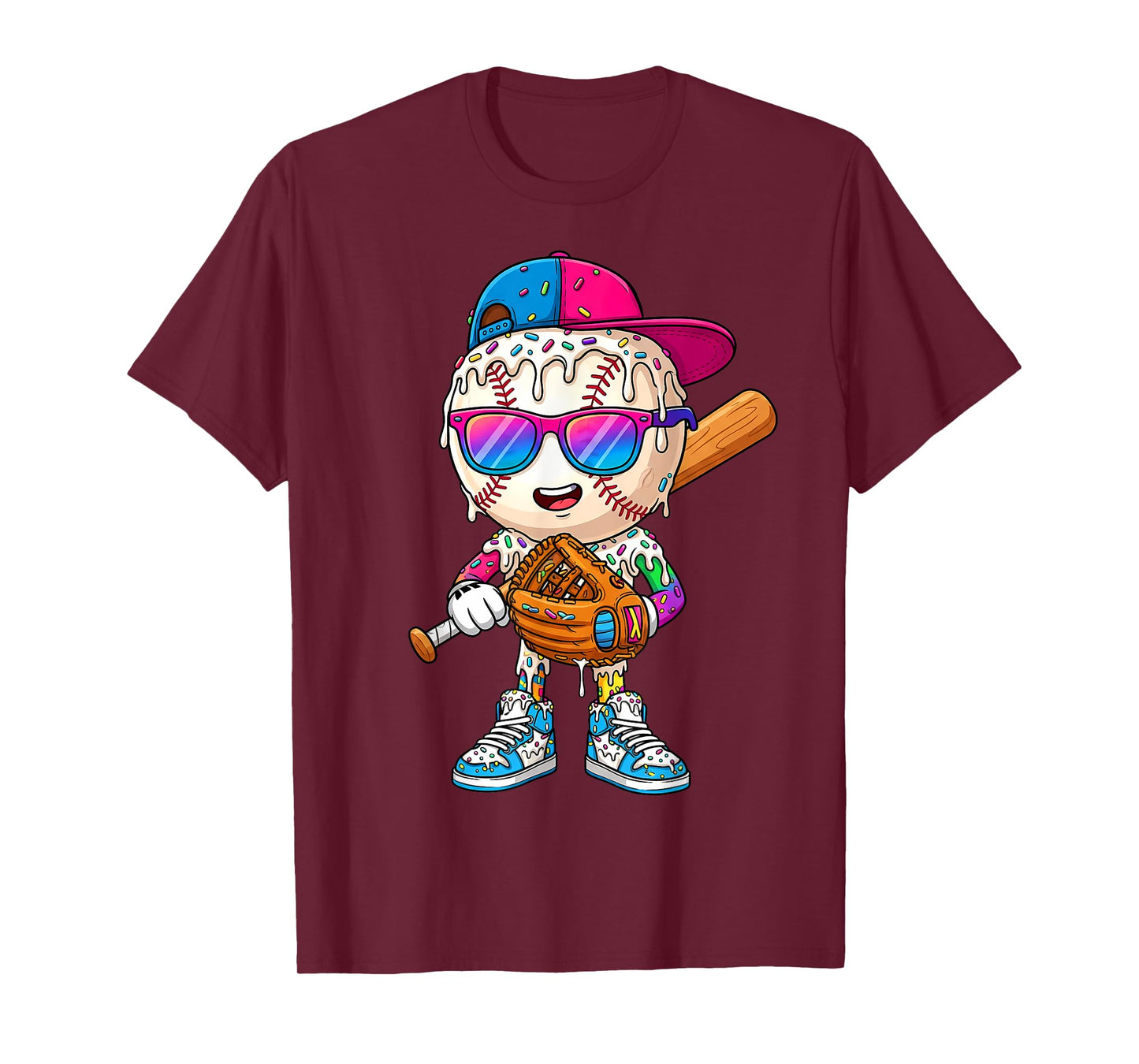 Funny Football Drip for Boys Kids Youth Dripping Ice Cream T-Shirt