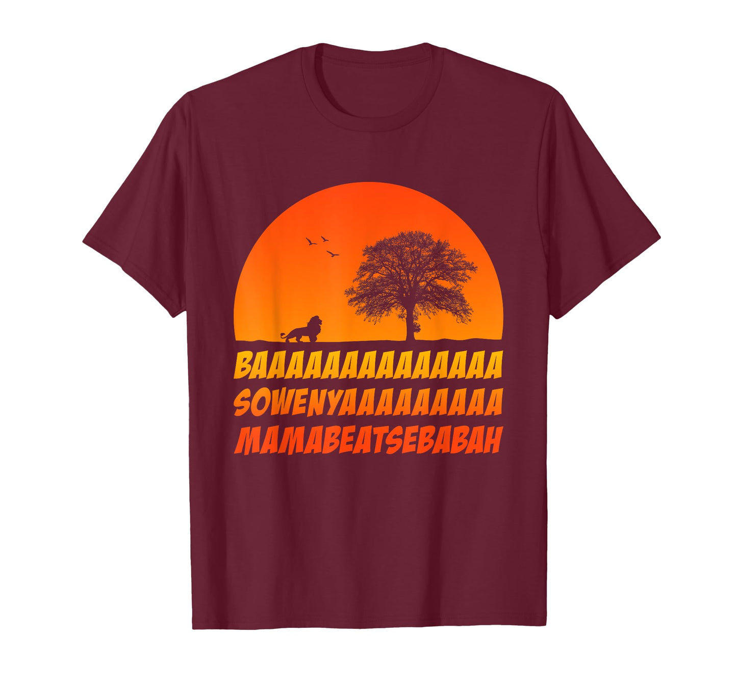 Vintage Retro by 4Do Limited African Lion Baaa Sowenyaaa Unisex-Adult T-Shirt, Black, Small, Short Sleeve