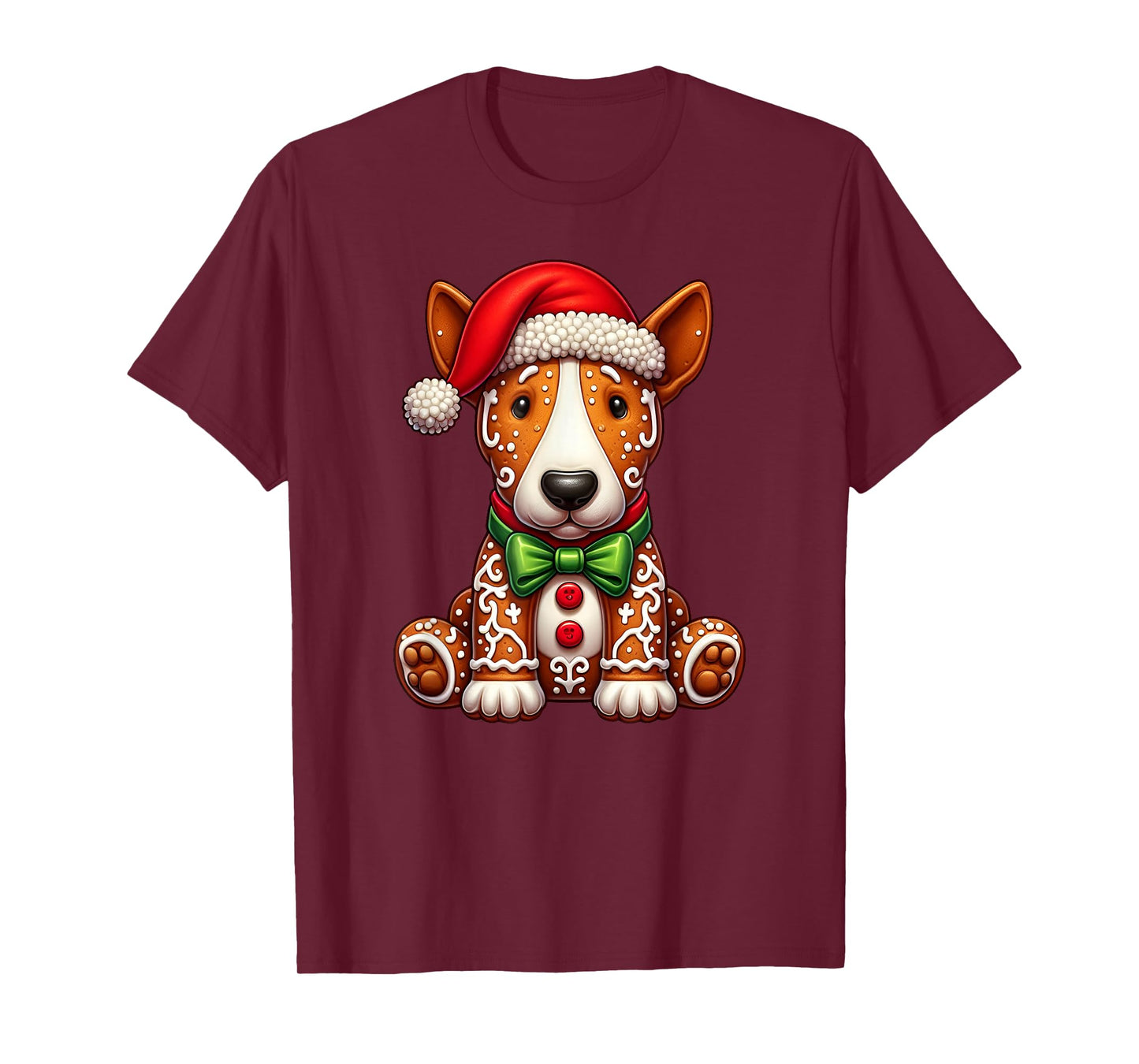 Gingerbread Man Bull Terrier Dog Christmas Womens Mens Kids T-Shirt