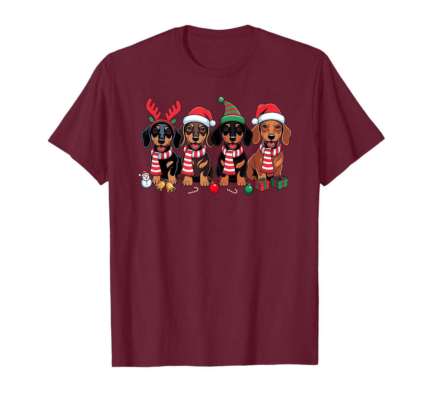 Dachshund Dog Christmas Matching Family Pajama Xmas Santa T-Shirt