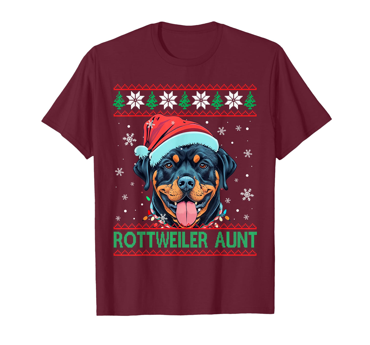 Rottweiler Aunt Santa Hat Rottweiler Dog Ugly Christmas T-Shirt for Men Women Kids