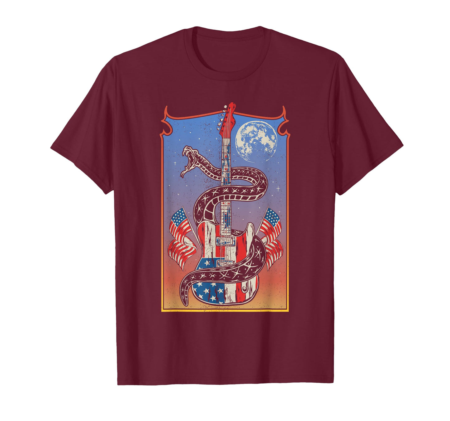 American Flag Guitar 4th of July Guitarist USA Country Music T-Shirt