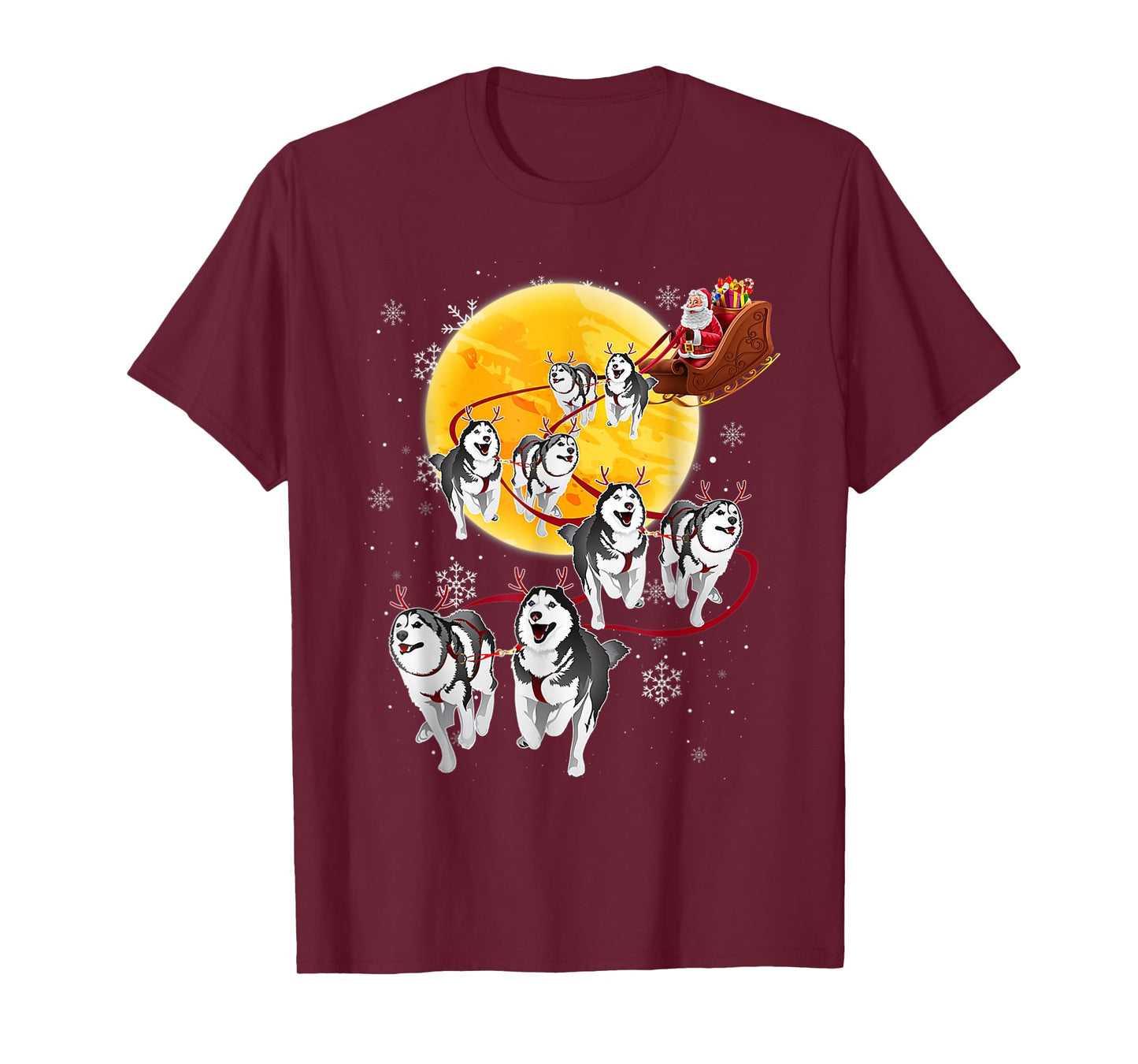 Santa Ride Sleigh Siberian Husky Christmas Dog Lover T-Shirt