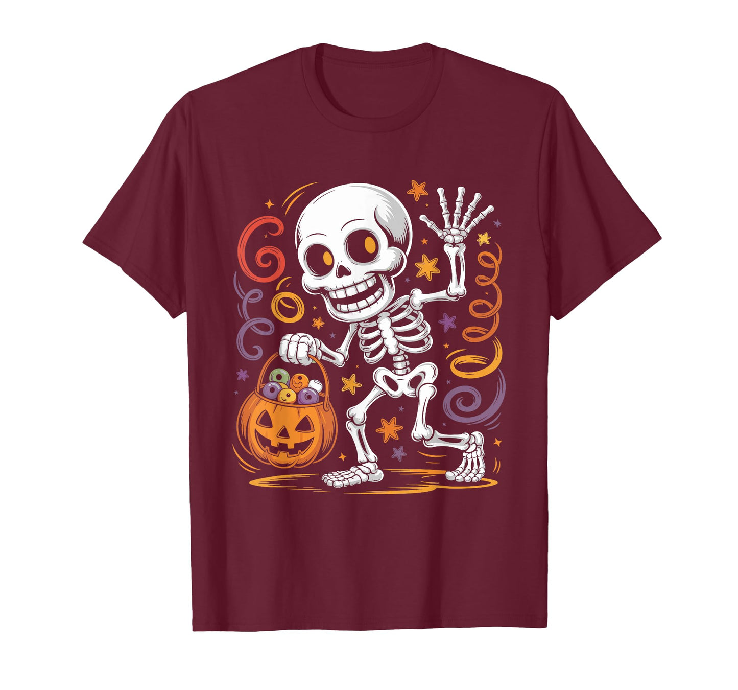 Skeleton Halloween Scary Pumpkin Costume Skull Women Men T-Shirt