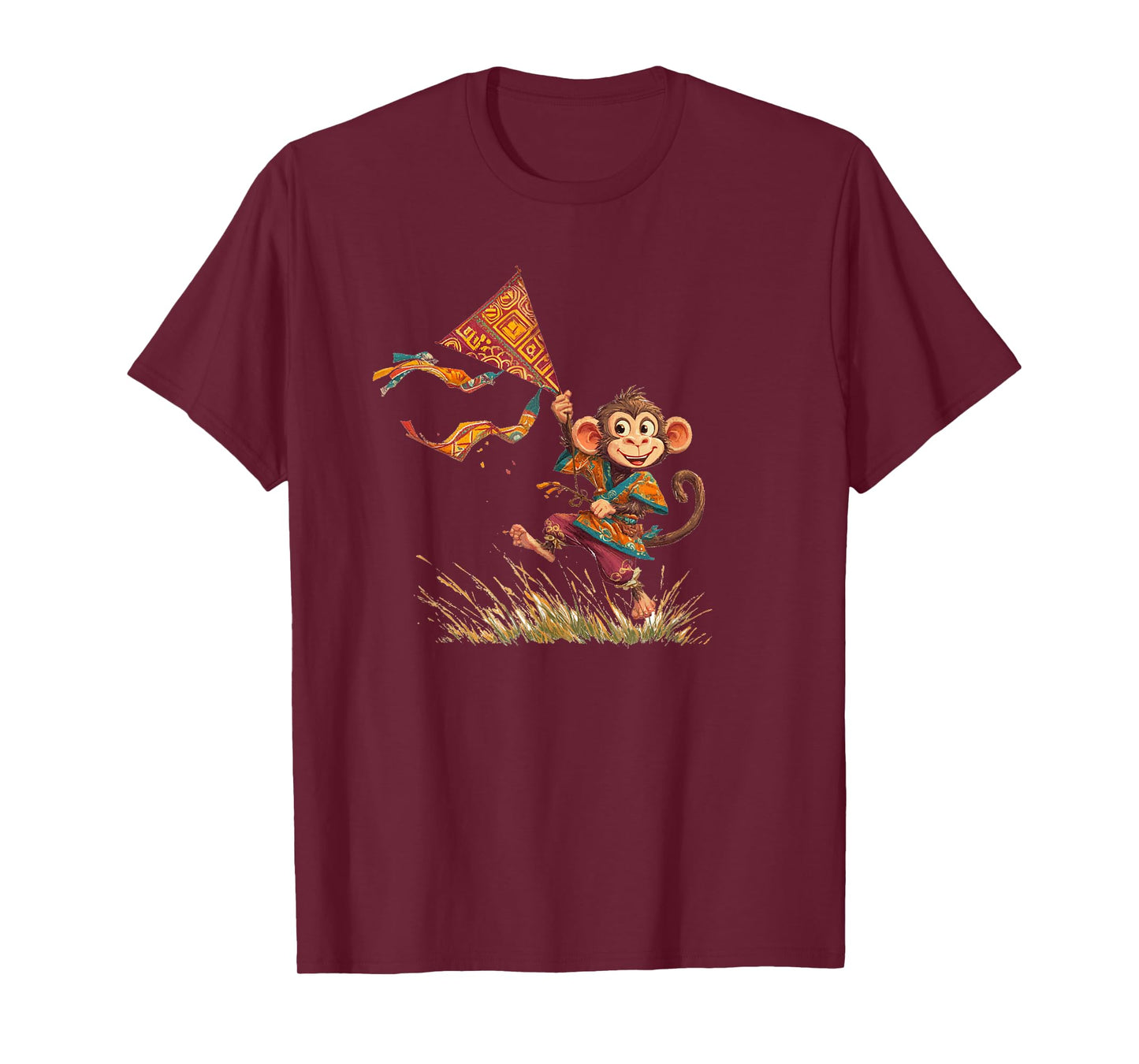 Windy Kite Flying Season with Cool Japan Monkey Look T-Shirt