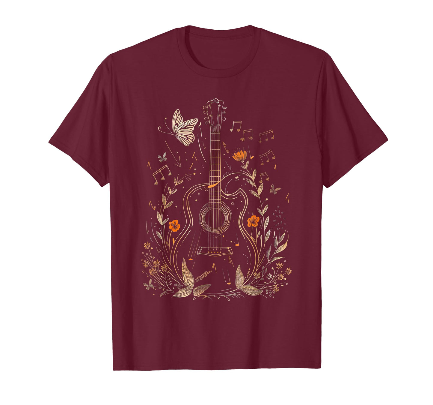 Guitar Player Acoustic Guitar Flowers Floral Art Guitarist T-Shirt
