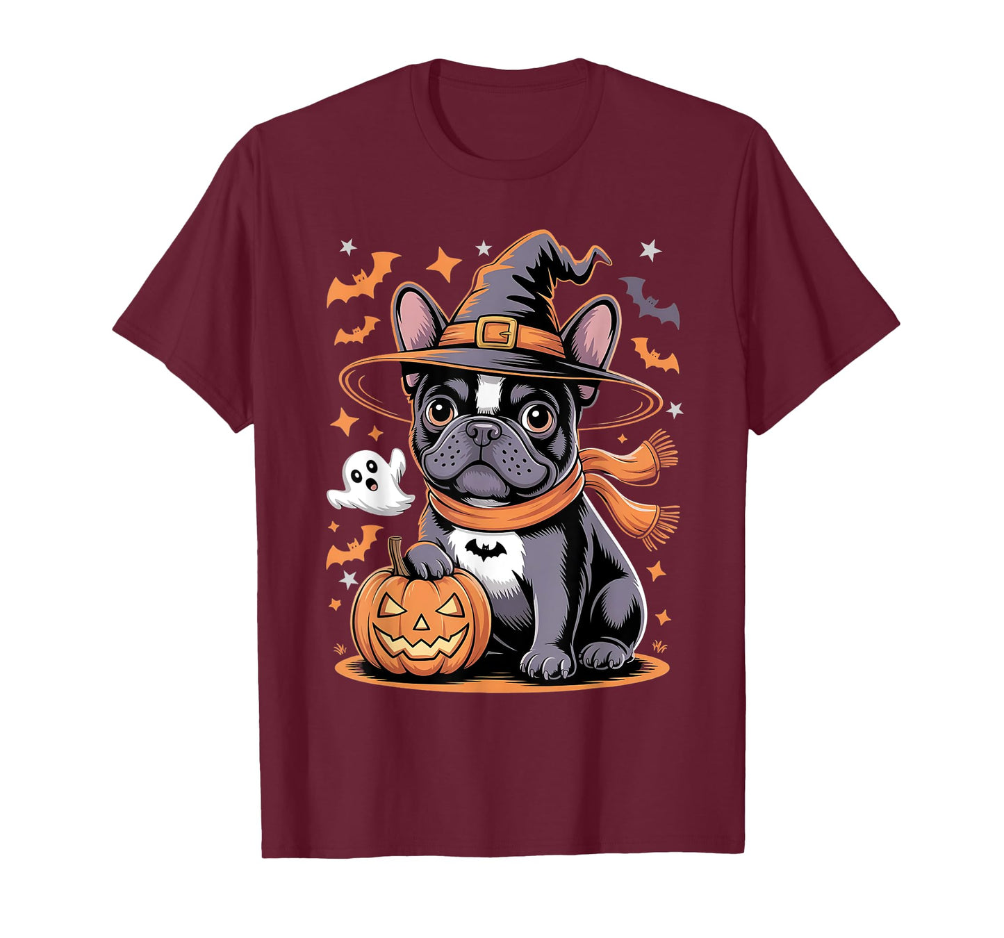 French Bulldog Halloween Funny Pumpking Dog Witch Hat Spooky T-Shirt