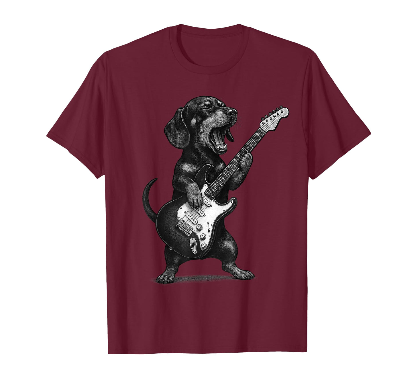 Dachshund Playing Guitar Rock Music Dog Lover T-Shirt