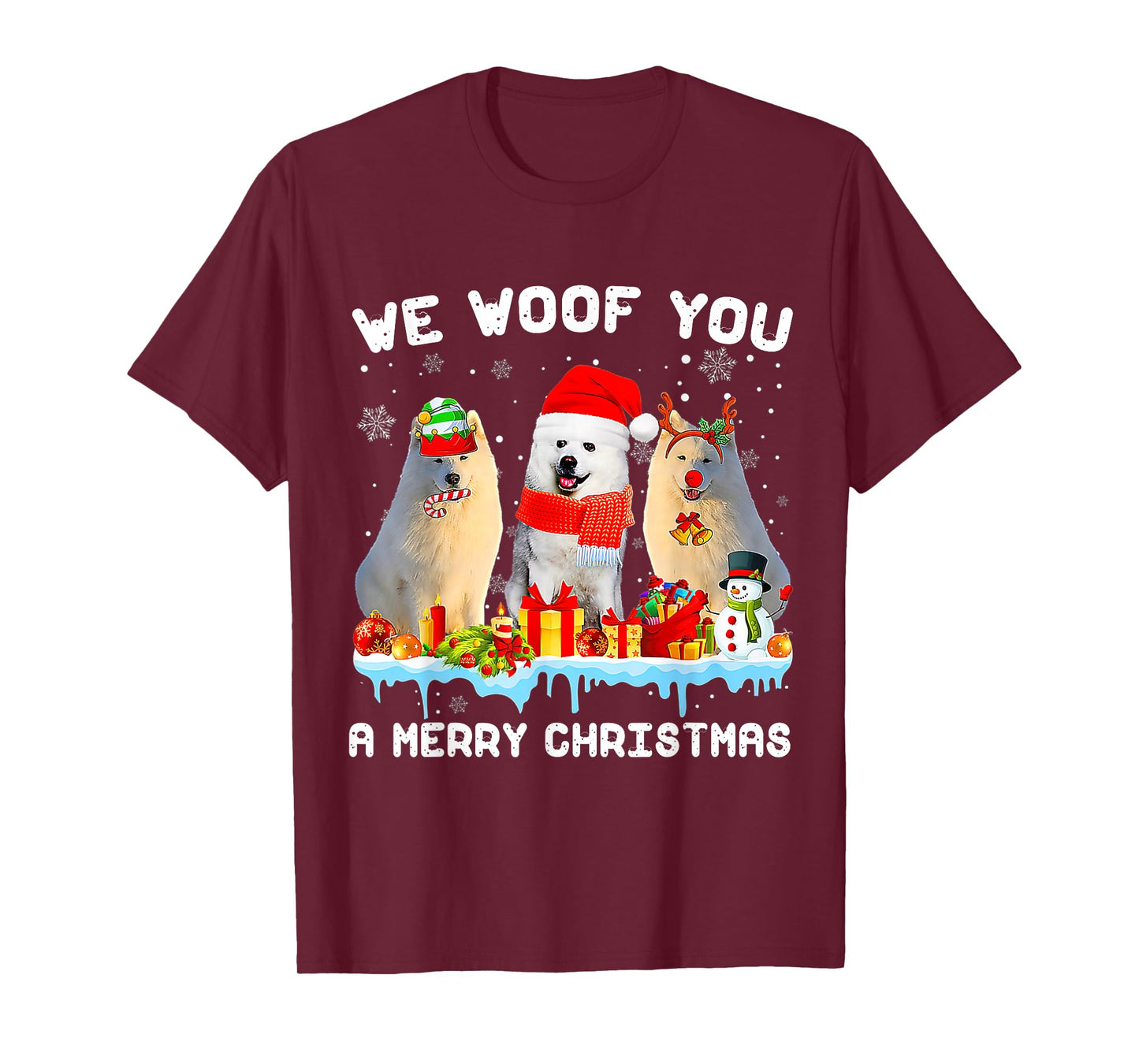 Funny Merry Woofmas American Eskimo Christmas Ornaments T-Shirt