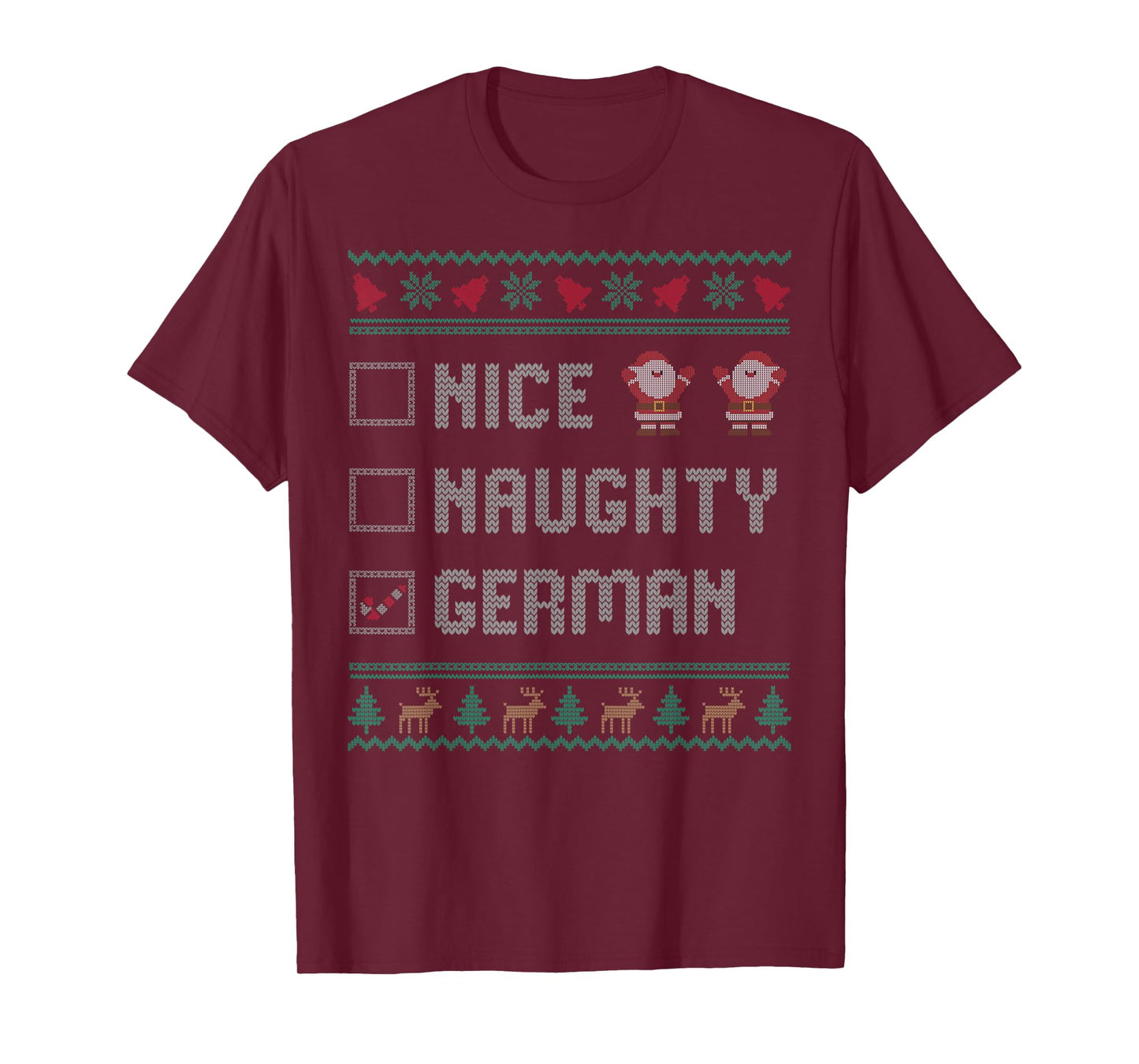 Nice Naughty German Christmas Pajama Matching T-Shirt