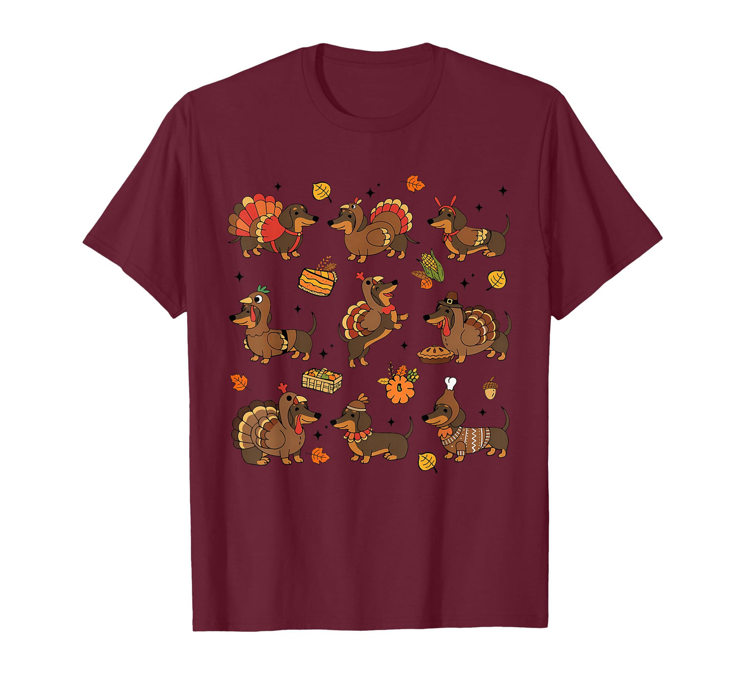 Thanksgiving Dog Dachshund Turkey Wiener Fall Men Women Kid T-Shirt
