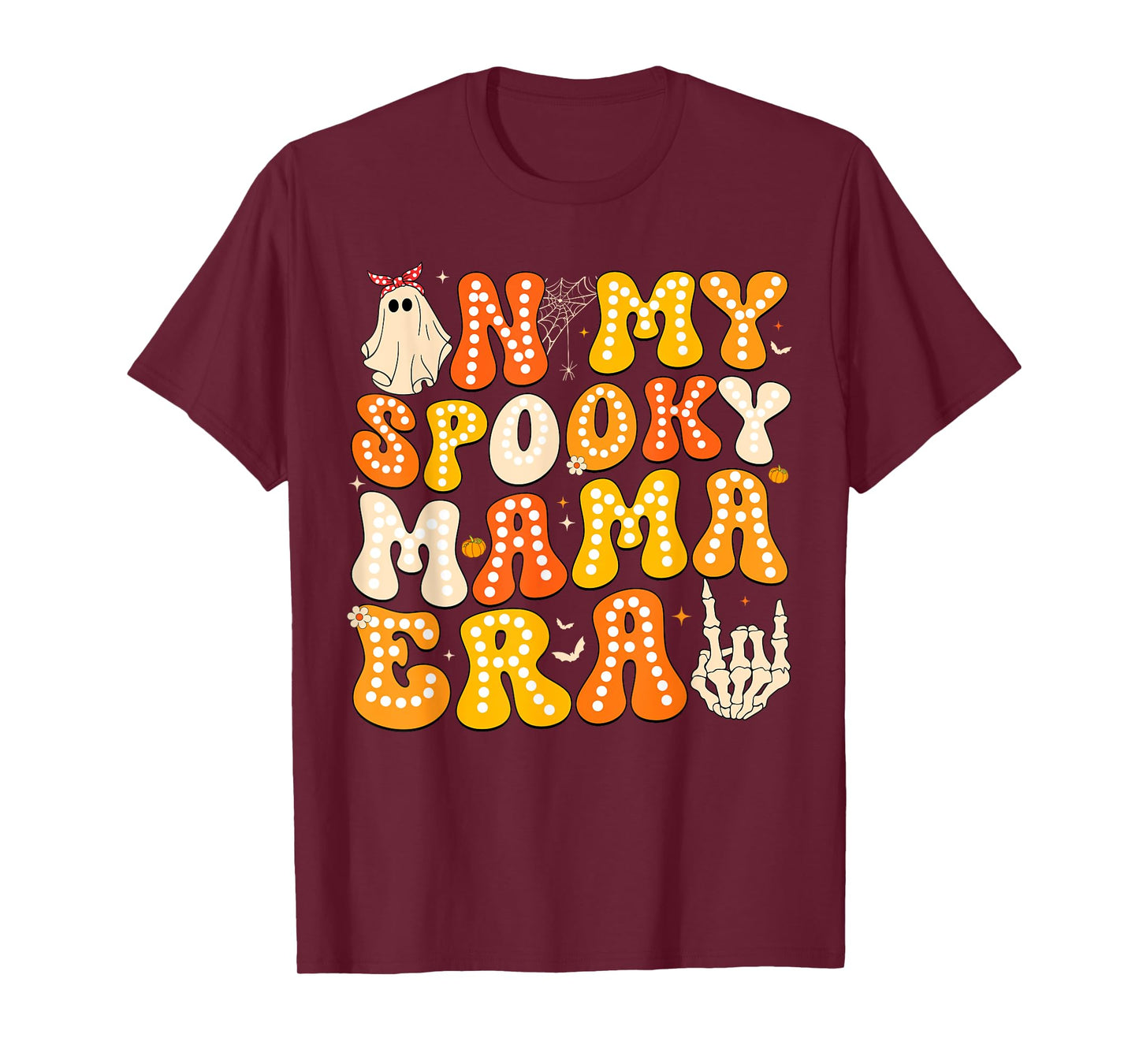 Women Ghost In My Spooky Mama Era Groovy Halloween Mom T-Shirt