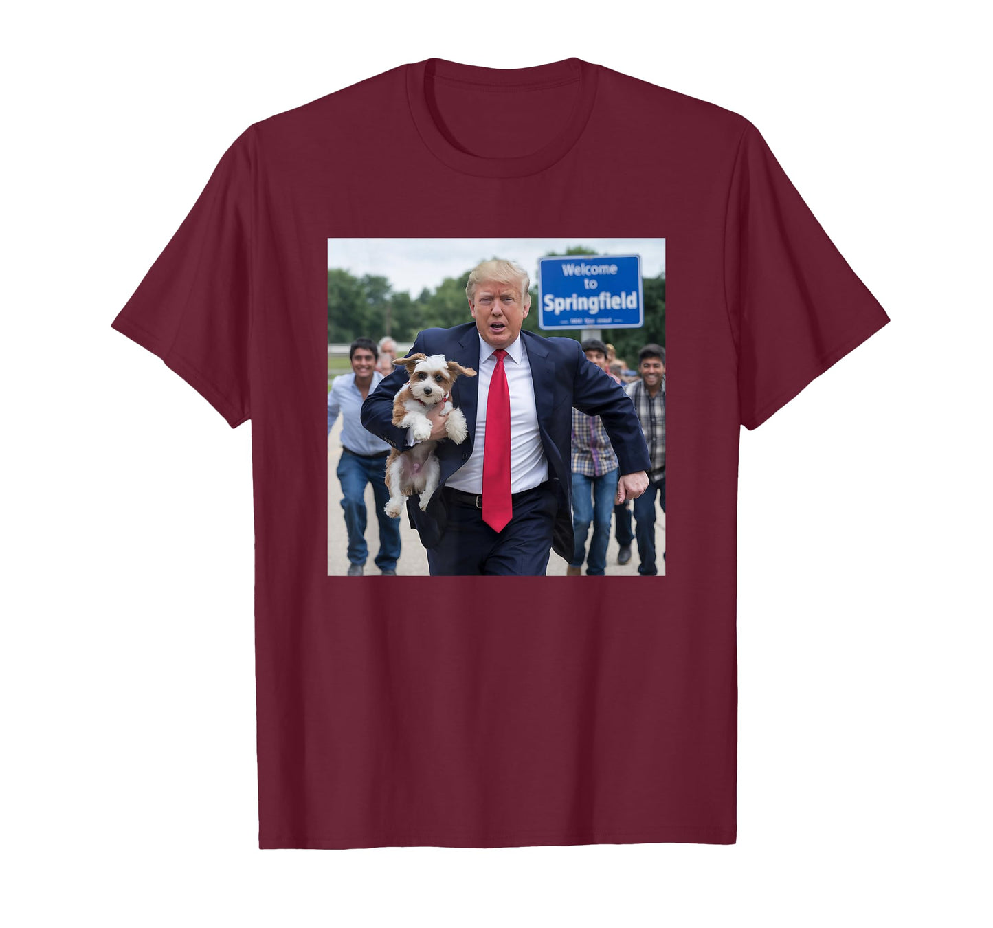 Trump Saving A Dog Funny Political Humor Photo Men Women T-Shirt