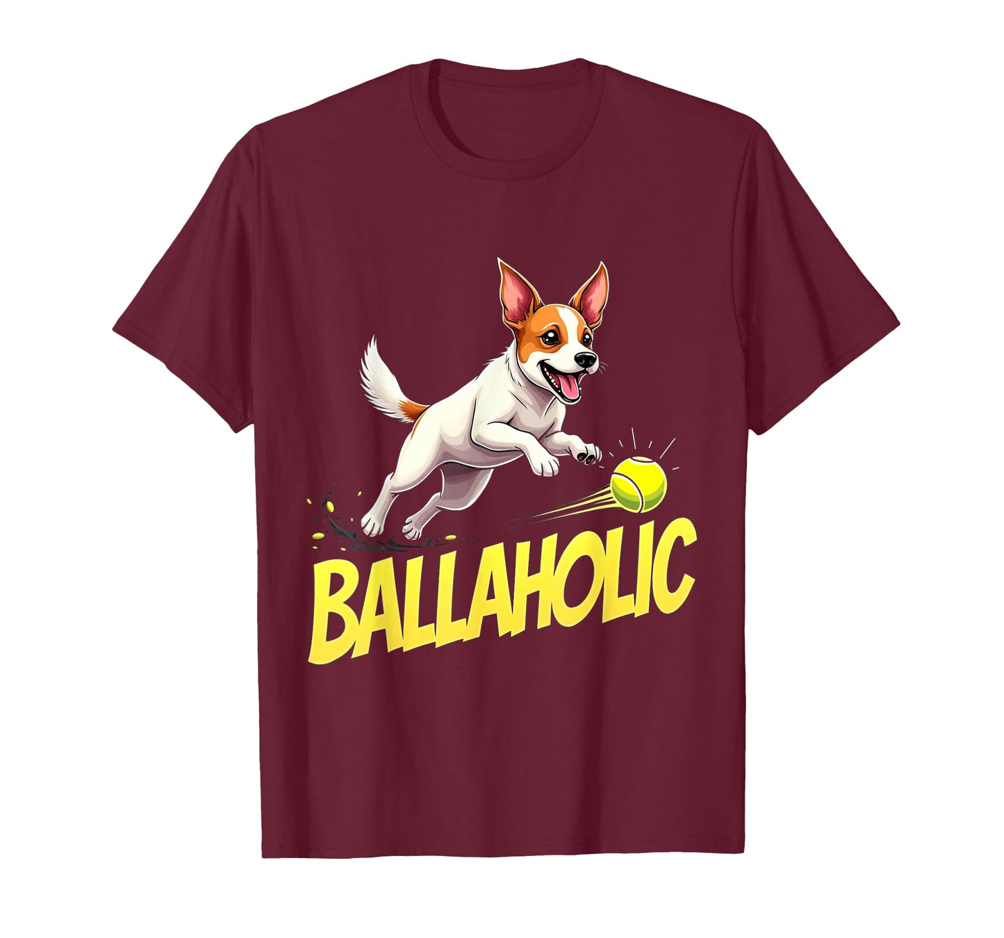 Funny Ballaholic Jack Russell Terrier Dog Chasing Ball T-Shirt