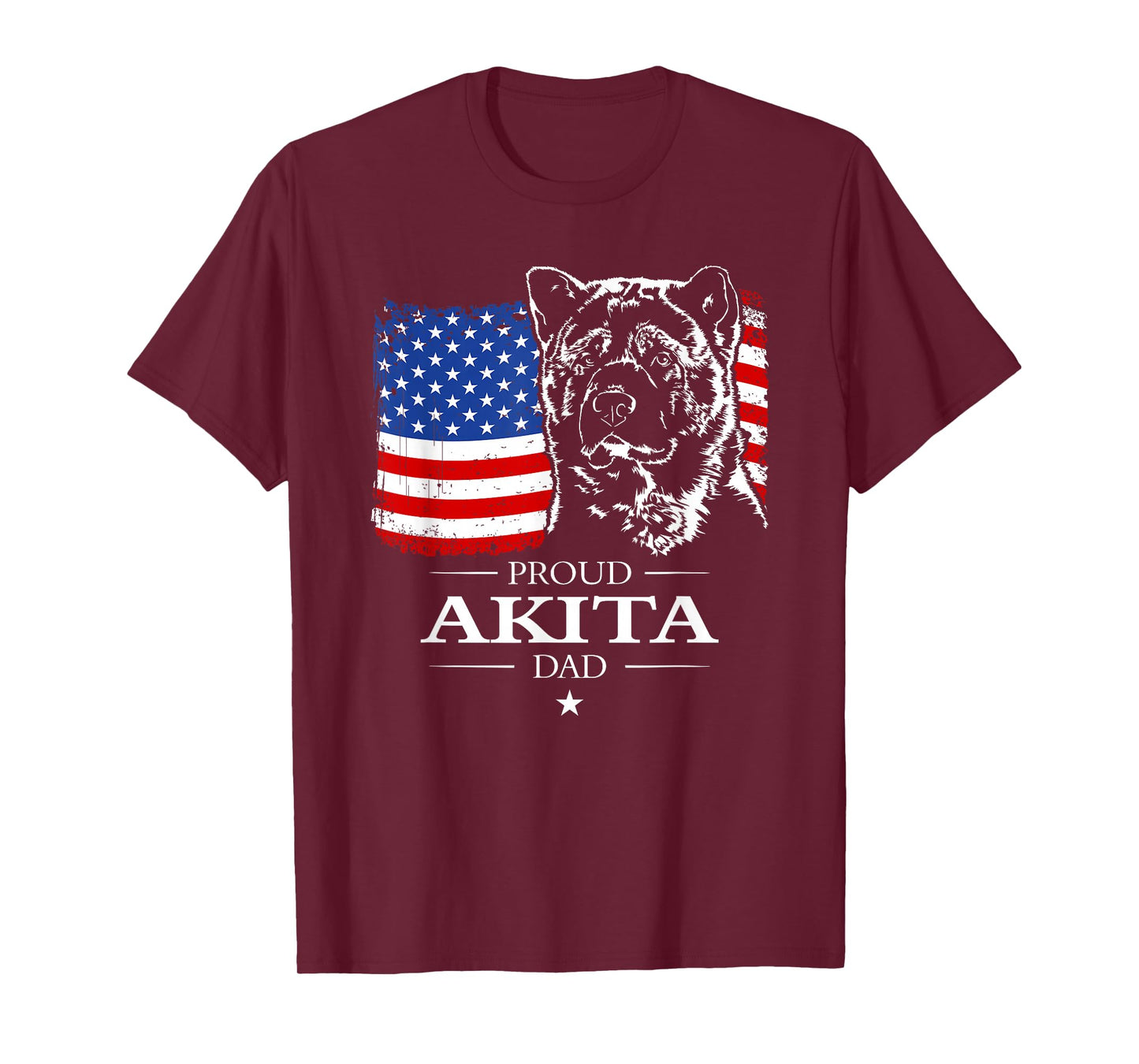 Funny Proud Akita Dad American Flag patriotic dog gift T-Shirt