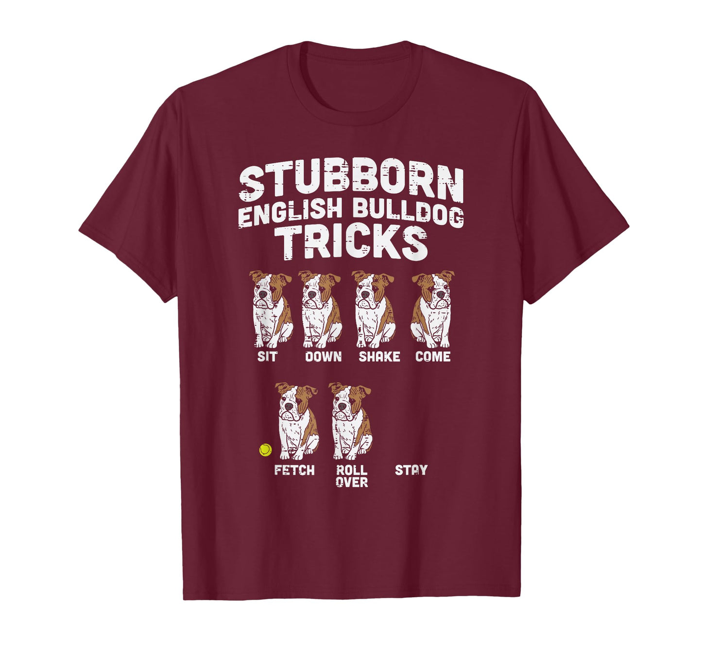 BoredKoalas English Bulldog Tricks T-Shirt - Unisex-Adults, Black, Small, Short Sleeve, Classic Fit, Cotton 65% Polyester 35%