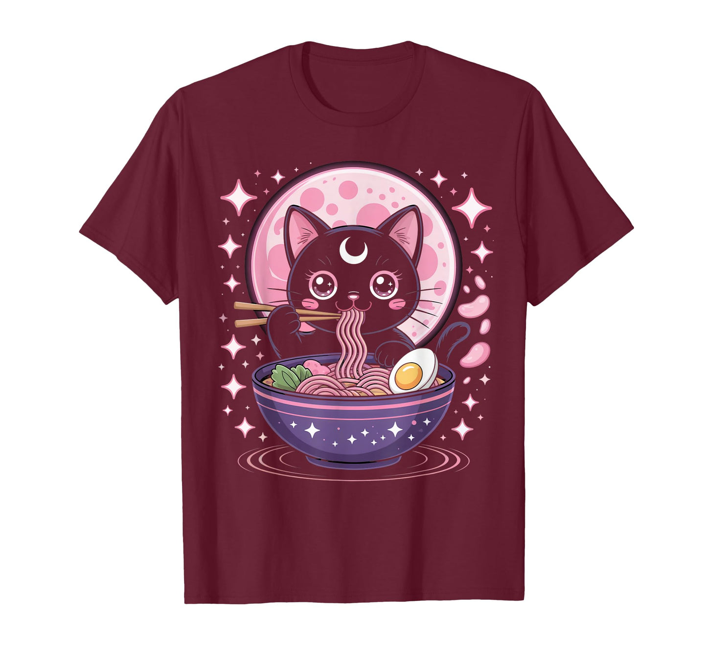 Pastel Goth Clothing Black Cat Eat Ramen Goth Girl Clothes T-Shirt