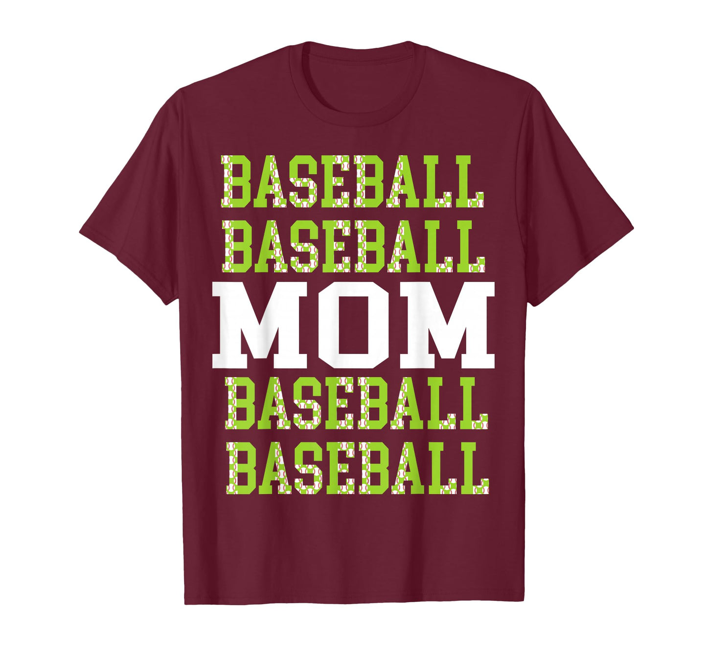 Baseball Mama Repeated Lime Green White Sport Mama T-Shirt
