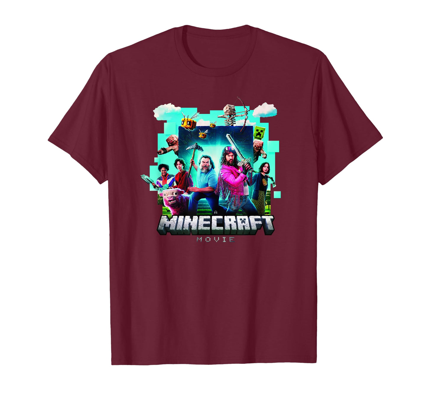 A Minecraft Movie Adventure Gang Main Characters Group Shot T-Shirt