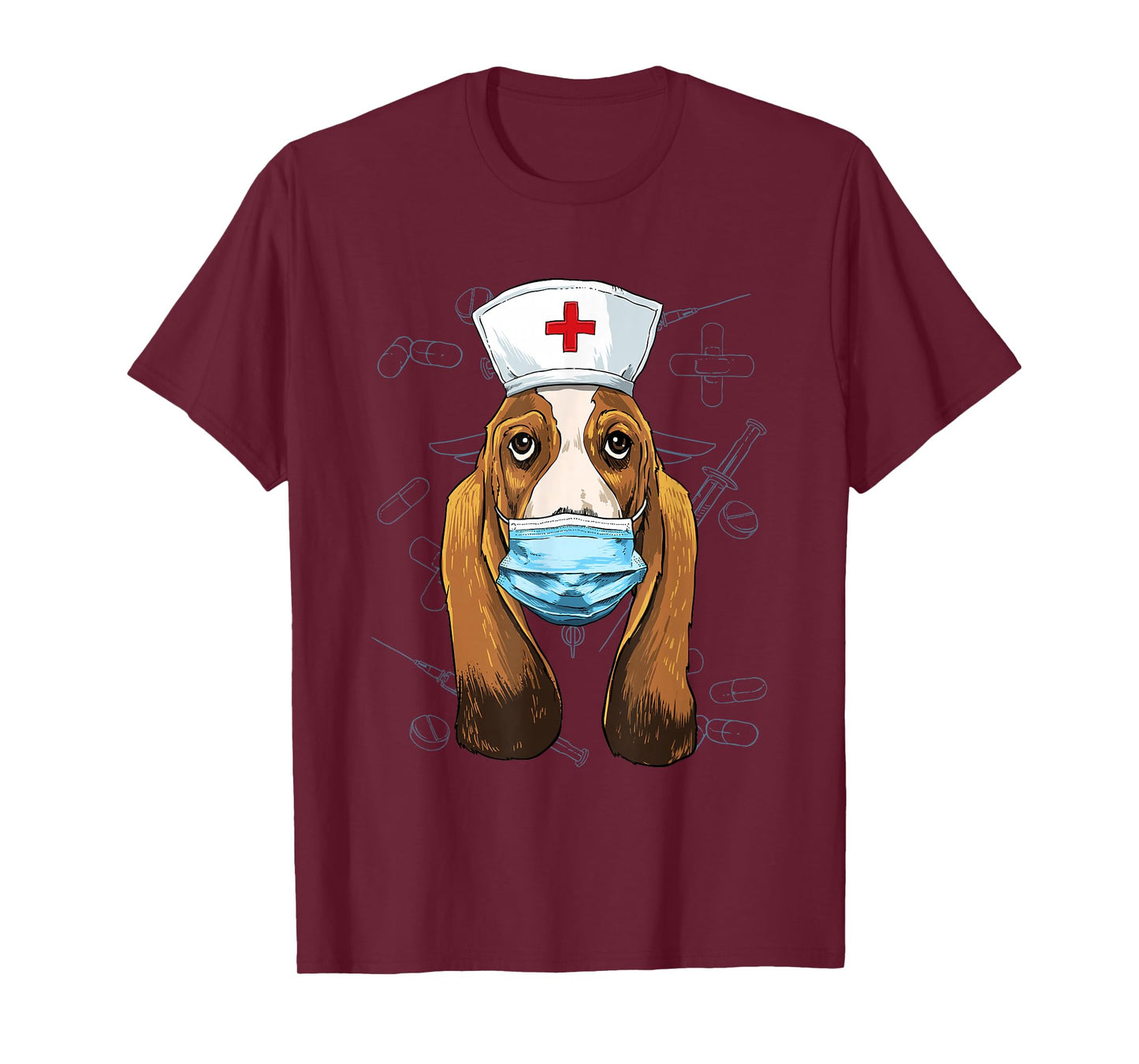 Hospital Basset Hound ER Nurse RN LPN Nurse Life Dog Lover T-Shirt