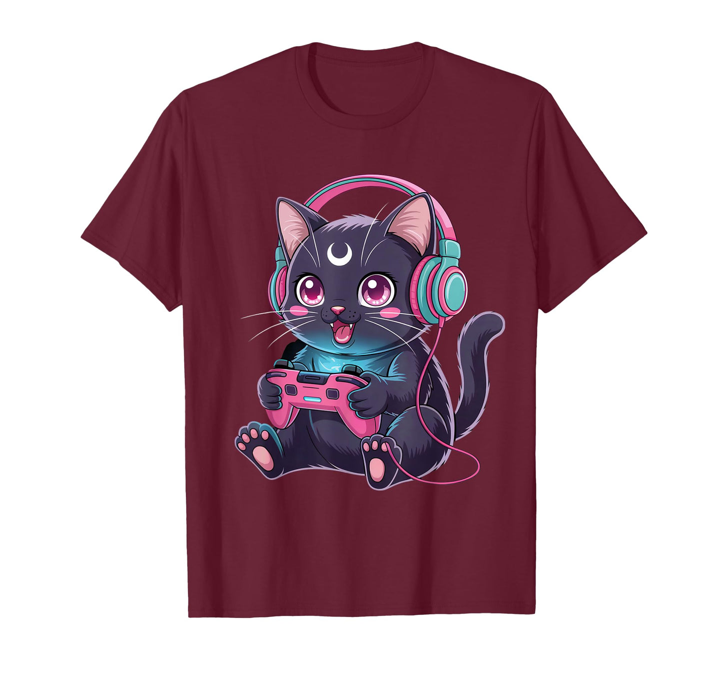 Gamer Black Cat Video Kawaii Goth Girl Clothes Pink Goth T-Shirt